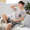 Summer New Knitted Cotton Short Sleeve Men Pajamas Sets Male Pajama Set Letter Pajama For Men Sleepwear Suit Homewear Size XXXXL