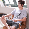 Summer New Knitted Cotton Short Sleeve Men Pajamas Sets Male Pajama Set Letter Pajama For Men Sleepwear Suit Homewear Size XXXXL