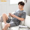 Summer New Knitted Cotton Short Sleeve Men Pajamas Sets Male Pajama Set Letter Pajama For Men Sleepwear Suit Homewear Size XXXXL