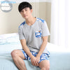 Summer New Knitted Cotton Short Sleeve Men Pajamas Sets Male Pajama Set Letter Pajama For Men Sleepwear Suit Homewear Size XXXXL