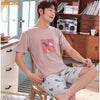 Summer New Knitted Cotton Short Sleeve Men Pajamas Sets Male Pajama Set Letter Pajama For Men Sleepwear Suit Homewear Size XXXXL