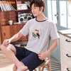 Summer New Knitted Cotton Short Sleeve Men Pajamas Sets Male Pajama Set Letter Pajama For Men Sleepwear Suit Homewear Size XXXXL