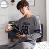 Autumn Winter Knitted Cotton Cartoon Men's Pyjamas Striped Pajamas Set Casual Male Sleepwear Pyjamas Night Pijamas 3XL Homewear