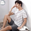Autumn Winter Knitted Cotton Cartoon Men's Pyjamas Striped Pajamas Set Casual Male Sleepwear Pyjamas Night Pijamas 3XL Homewear