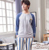 New 2019 Spring Men Pajamas long Sleeve Male Pajama Set Men Pure Full Cotton Pajamas For Men Sleepwear Suit homewear 4XL