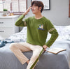 New 2019 Spring Men Pajamas long Sleeve Male Pajama Set Men Pure Full Cotton Pajamas For Men Sleepwear Suit homewear 4XL