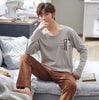 New 2019 Spring Men Pajamas long Sleeve Male Pajama Set Men Pure Full Cotton Pajamas For Men Sleepwear Suit homewear 4XL