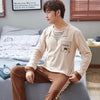 New 2019 Spring Men Pajamas long Sleeve Male Pajama Set Men Pure Full Cotton Pajamas For Men Sleepwear Suit homewear 4XL