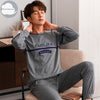 Autumn Winter Knitted Cotton Cartoon Men's Pyjamas Striped Pajamas Set Casual Male Sleepwear Pyjamas Night Pijamas 3XL Homewear