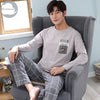 Autumn Winter Knitted Cotton Cartoon Men's Pyjamas Couple Pajamas Set Casual Male Sleepwear Pyjamas Night Pijamas 3XL Homewear