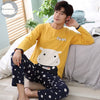 Autumn Winter Knitted Cotton Cartoon Men's Pyjamas Couple Pajamas Set Casual Male Sleepwear Pyjamas Night Pijamas 3XL Homewear