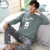 Autumn Winter Knitted Cotton Cartoon Men's Pyjamas Couple Pajamas Set Casual Male Sleepwear Pyjamas Night Pijamas 3XL Homewear