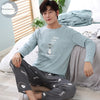 Autumn Winter Knitted Cotton Cartoon Men's Pyjamas Couple Pajamas Set Casual Male Sleepwear Pyjamas Night Pijamas 3XL Homewear