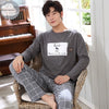 Autumn Winter Knitted Cotton Cartoon Men's Pyjamas Couple Pajamas Set Casual Male Sleepwear Pyjamas Night Pijamas 3XL Homewear