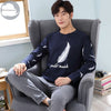 Autumn Winter Knitted Cotton Cartoon Men's Pyjamas Couple Pajamas Set Casual Male Sleepwear Pyjamas Night Pijamas 3XL Homewear