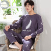 Autumn Winter Knitted Cotton Cartoon Men's Pyjamas Couple Pajamas Set Casual Male Sleepwear Pyjamas Night Pijamas 3XL Homewear