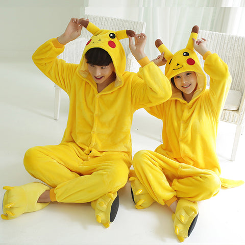 Kigurumi Unicorn Pajama Adult Animal Pikachu Onesie Men Women Couple 2019 Winter Pajamas Suit Onesies Sleepwear Flannel Pijamas