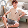 Summer New Knitted Cotton Short Sleeve Men Pajamas Sets Male Pajama Set Letter Pajama For Men Sleepwear Suit Homewear Size XXXXL