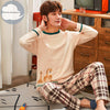 Autumn Winter Men's Cotton Pajamas Letter Striped Sleepwear Cartoon Pajama Sets Casual Sleep&Lounge Pyjamas Plus Size 3XL Pijama