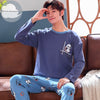 Autumn Winter Men's Cotton Pajamas Letter Striped Sleepwear Cartoon Pajama Sets Casual Sleep&Lounge Pyjamas Plus Size 3XL Pijama