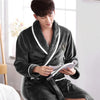 Men Casual Kimono Bathrobe Autumn Winter Flannel Long Robe Thick Warm Sleepwear Plus Size 3xl Nightgown Male Casual Home Wear