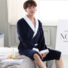 Men Casual Kimono Bathrobe Autumn Winter Flannel Long Robe Thick Warm Sleepwear Plus Size 3xl Nightgown Male Casual Home Wear