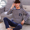 Autumn Winter Men's Cotton Pajamas Letter Striped Sleepwear Cartoon Pajama Sets Casual Sleep&Lounge Pyjamas Plus Size 3XL Pijama