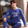 Autumn Winter Men's Cotton Pajamas Letter Striped Sleepwear Cartoon Pajama Sets Casual Sleep&Lounge Pyjamas Plus Size 3XL Pijama