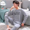 Autumn Winter Men's Cotton Pajamas Letter Striped Sleepwear Cartoon Pajama Sets Casual Sleep&Lounge Pyjamas Plus Size 3XL Pijama