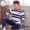 Autumn Winter Men's Cotton Pajamas Letter Striped Sleepwear Cartoon Pajama Sets Casual Sleep&Lounge Pyjamas Plus Size 3XL Pijama