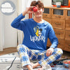 Autumn Winter Men's Cotton Pajamas Letter Striped Sleepwear Cartoon Pajama Sets Casual Sleep&Lounge Pyjamas Plus Size 3XL Pijama