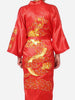 Free Shipping Navy Blue Chinese Men's Satin Silk Robe Embroidery Kimono Bath Gown Dragon Size S M L XL XXL XXXL S0008