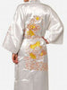 Free Shipping Navy Blue Chinese Men's Satin Silk Robe Embroidery Kimono Bath Gown Dragon Size S M L XL XXL XXXL S0008