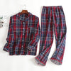 New 100% Cotton Men's Autumn&winter Long-sleeved Trousers Pajamas Suit Red Plaid Flannel Sleepwear Velvet Soft Clothing Set