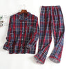 New 100% Cotton Men's Autumn&winter Long-sleeved Trousers Pajamas Suit Red Plaid Flannel Sleepwear Velvet Soft Clothing Set