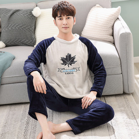 Cartoon Pajamas Set Men's Clothing Coral Fleece Pyjamas Autumn Winter Flannel Thicken Warm Sleepwear Suit Casual Homewear XXXL