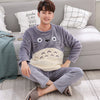 Cartoon Pajamas Set Men's Clothing Coral Fleece Pyjamas Autumn Winter Flannel Thicken Warm Sleepwear Suit Casual Homewear XXXL