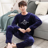 Cartoon Pajamas Set Men's Clothing Coral Fleece Pyjamas Autumn Winter Flannel Thicken Warm Sleepwear Suit Casual Homewear XXXL