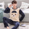 Cartoon Pajamas Set Men's Clothing Coral Fleece Pyjamas Autumn Winter Flannel Thicken Warm Sleepwear Suit Casual Homewear XXXL
