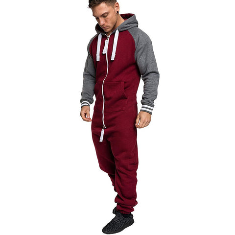ALL IN ONE Men's Jumpsuit Fleece Nigtwear Pyjama hoodie zip Onesie Sleep Lounge Adult Sleepwear One Piece Pyjamas Male Onesies