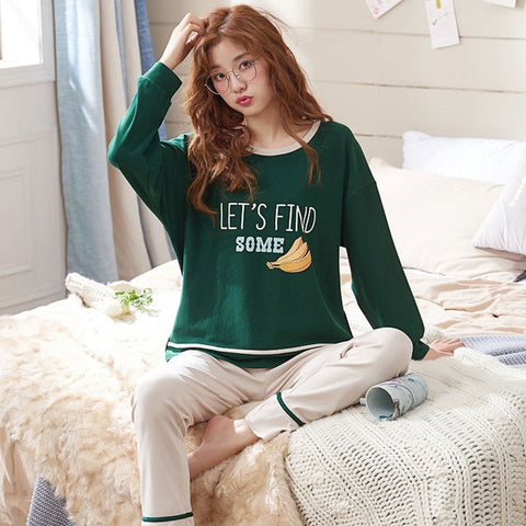 Matching Couple Pajama Set Cotton Pijamas Long Sleeve Sleepwear His-and-her Home Suit Pyjama For Lover Man Woman Lovers' Clothes