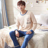 Matching Couple Pajama Set Cotton Pijamas Long Sleeve Sleepwear His-and-her Home Suit Pyjama For Lover Man Woman Lovers' Clothes