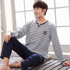 New 2019 Spring Men Pajamas long Sleeve Male Pajama Set Men Pure Full Cotton Pajamas For Men Sleepwear Suit homewear 4XL
