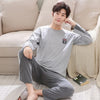 New 2019 Spring Men Pajamas long Sleeve Male Pajama Set Men Pure Full Cotton Pajamas For Men Sleepwear Suit homewear 4XL
