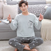 New 2019 Spring Men Pajamas long Sleeve Male Pajama Set Men Pure Full Cotton Pajamas For Men Sleepwear Suit homewear 4XL