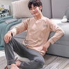 New 2019 Spring Men Pajamas long Sleeve Male Pajama Set Men Pure Full Cotton Pajamas For Men Sleepwear Suit homewear 4XL