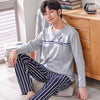 New 2019 Spring Men Pajamas long Sleeve Male Pajama Set Men Pure Full Cotton Pajamas For Men Sleepwear Suit homewear 4XL
