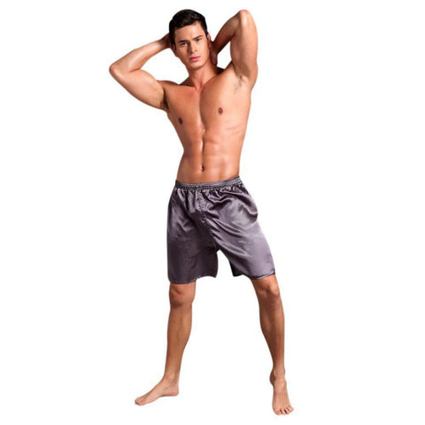 1PCS Mens Sleep Bottoms Sleepwear Men Underwear Solid Silk Satin Boxers Shorts Nightwear Pajamas Newest