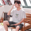 Summer New Knitted Cotton Short Sleeved Men Pajamas Sets Male Pajama Set Letter Pajama For Men Sleepwear Suit Homewear Size Xxxl