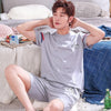 Summer New Knitted Cotton Short Sleeved Men Pajamas Sets Male Pajama Set Letter Pajama For Men Sleepwear Suit Homewear Size Xxxl
